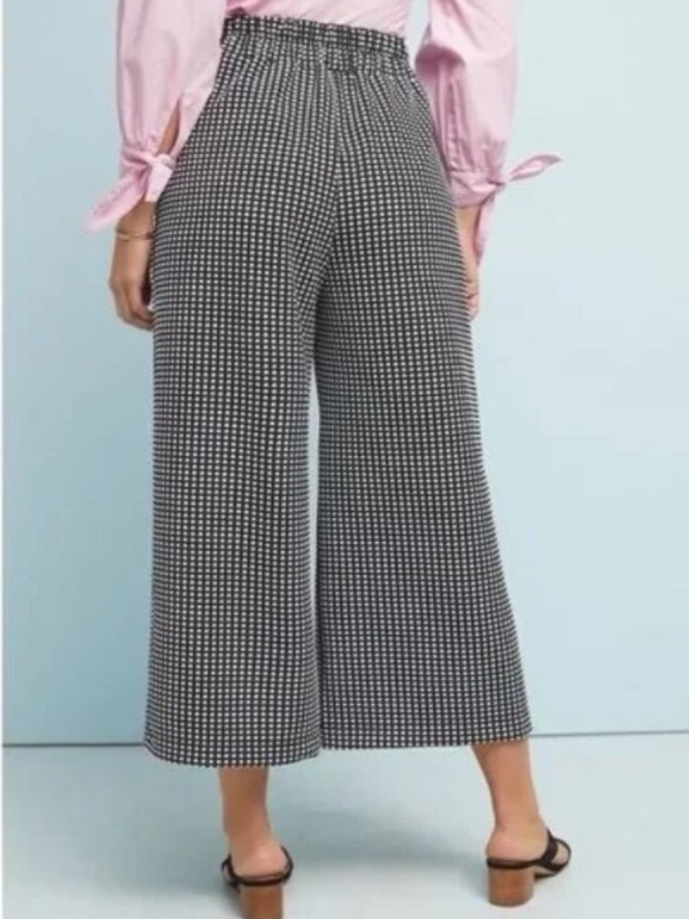 Anthropologie Maeve Orwell Wide-Leg Cropped Checkered Pants Women’s Size Small - Picture 2 of 9